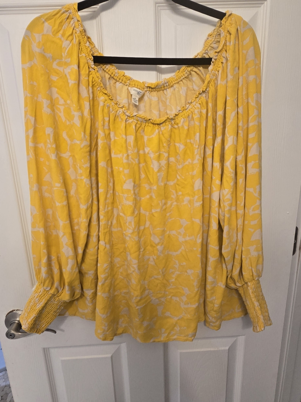 Terra & Sky Yellow and White Floral Peasant Top